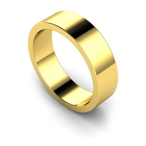 DHWAL6 Flat Wedding Ring - 6mm width, Medium depth