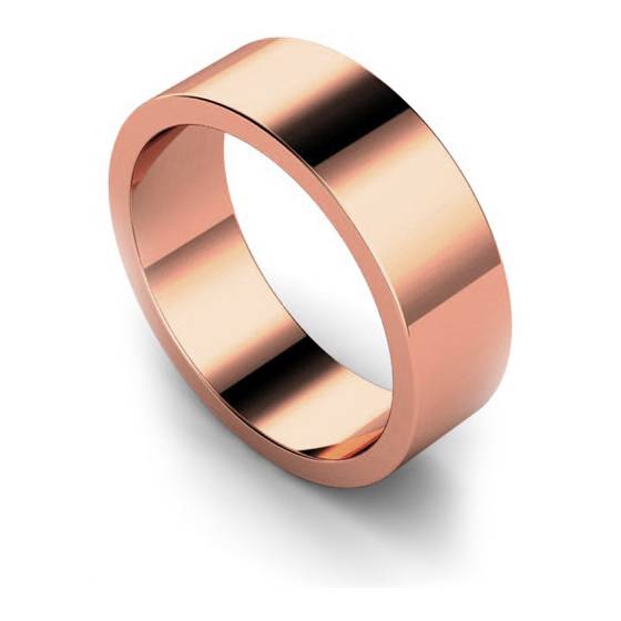 DHWAL7 Flat Wedding Ring - 7mm width, Medium depth