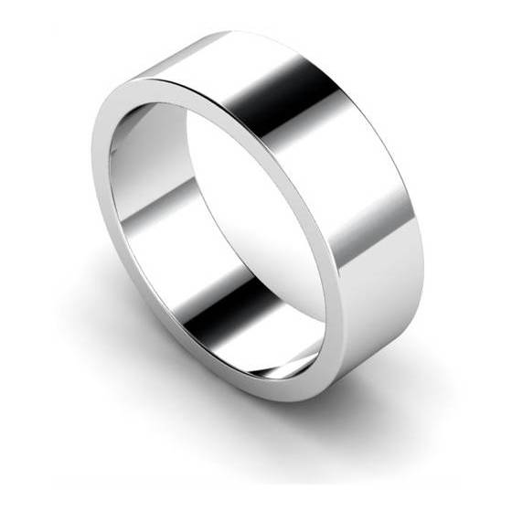 DHWAL7 Flat Wedding Ring - 7mm width, Medium depth