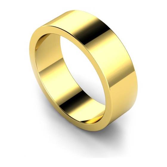 DHWAL7 Flat Wedding Ring - 7mm width, Medium depth