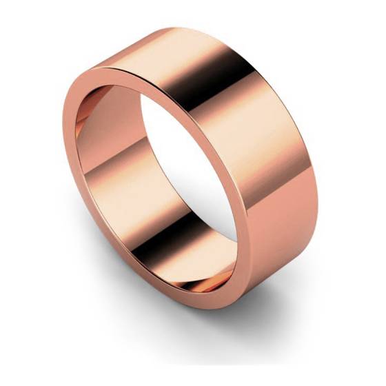DHWAL8 Flat Wedding Ring - 8mm width, Medium depth