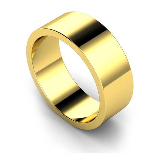 DHWAL8 Flat Wedding Ring - 8mm width, Medium depth