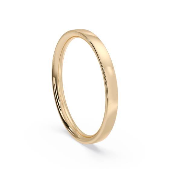 DHWCL2 Flat Court Wedding Ring - 2mm width, Thin depth