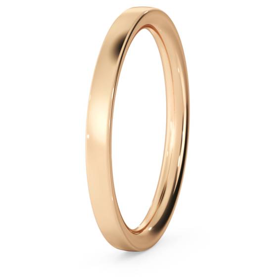 DHWCL2M Flat Court Wedding Ring - 2mm width, Medium depth