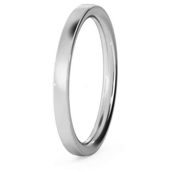 DHWCL2M Flat Court Wedding Ring - 2mm width, Medium depth