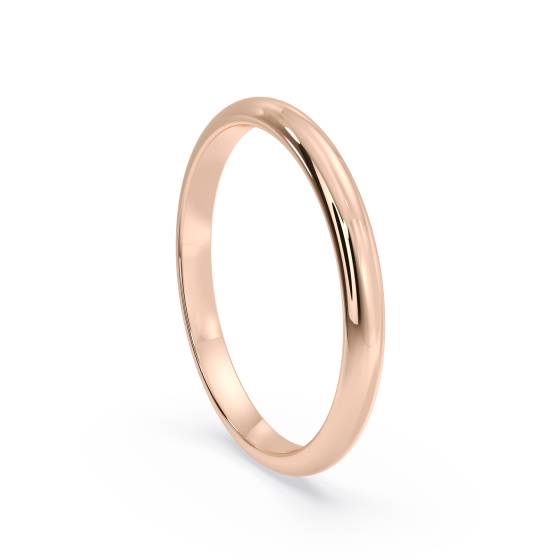 DHWDL2 D Shape Wedding Ring - Lightweight, 2mm width