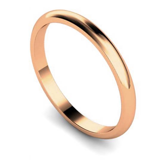 DHWDL2 D Shape Wedding Ring - Lightweight, 2mm width