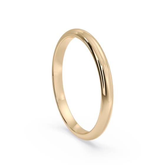 DHWDL2 D Shape Wedding Ring - Lightweight, 2mm width
