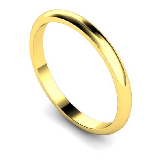 DHWDL2 D Shape Wedding Ring - Lightweight, 2mm width