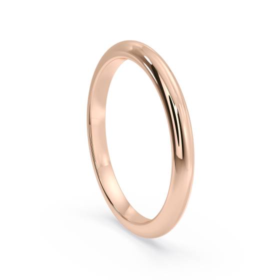 DHWDL2M D Shape Wedding Ring - 2mm width, Medium depth