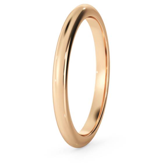 DHWDL2M D Shape Wedding Ring - 2mm width, Medium depth