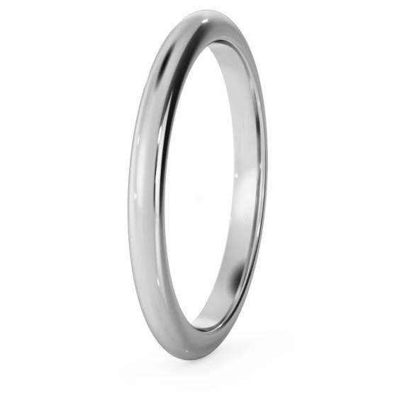 DHWDL2M D Shape Wedding Ring - 2mm width, Medium depth