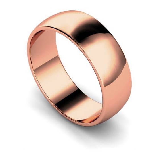 DHWDL7 D Shape Wedding Ring - Lightweight, 7mm width