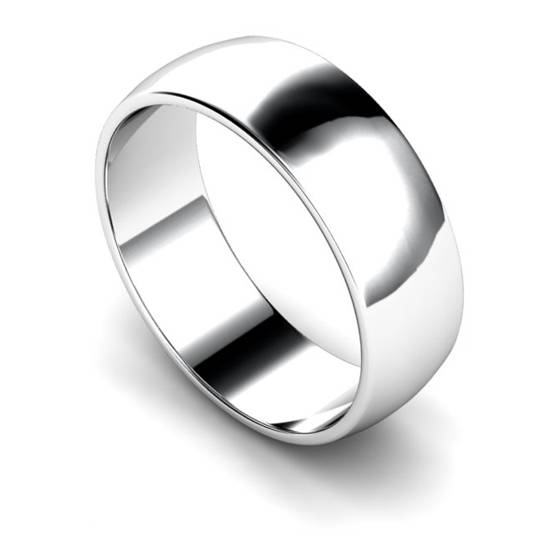 DHWDL7 D Shape Wedding Ring - Lightweight, 7mm width