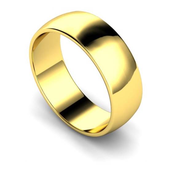 DHWDL7 D Shape Wedding Ring - Lightweight, 7mm width