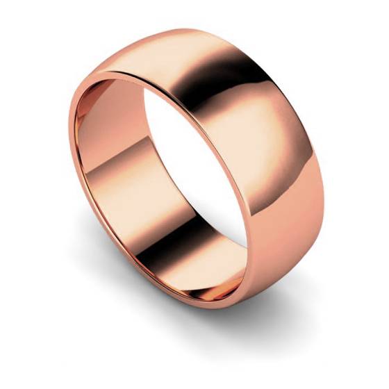 DHWDL8 D Shape Wedding Ring - Lightweight, 8mm width