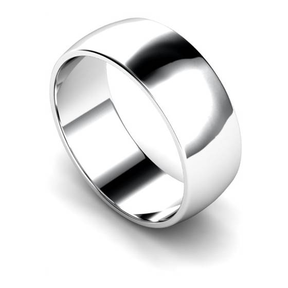 DHWDL8 D Shape Wedding Ring - Lightweight, 8mm width