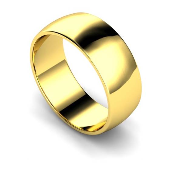 DHWDL8 D Shape Wedding Ring - Lightweight, 8mm width