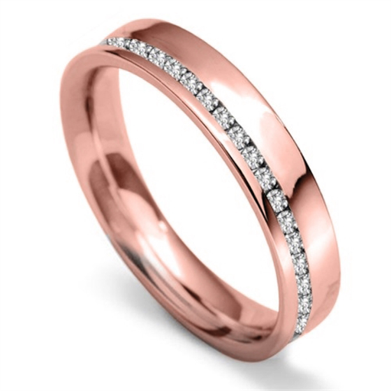 4mm Offset 40% Round Diamond Wedding Ring