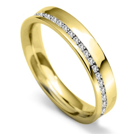 4mm Offset 40% Round Diamond Wedding Ring