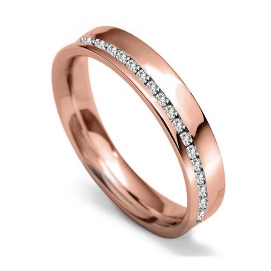 4mm Offset Round Diamond 60% Wedding Ring