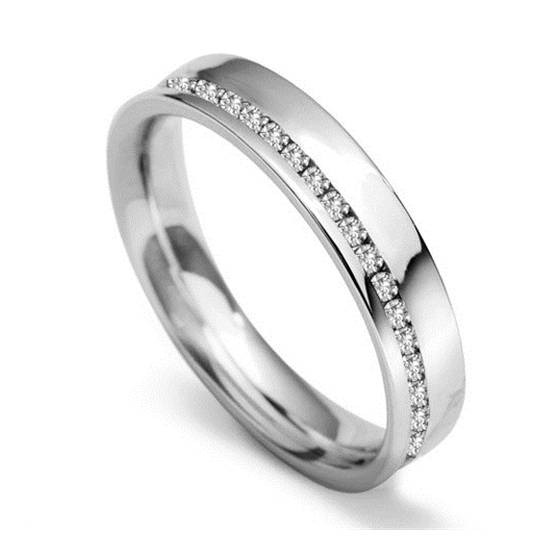 4mm Offset Round Diamond 60% Wedding Ring