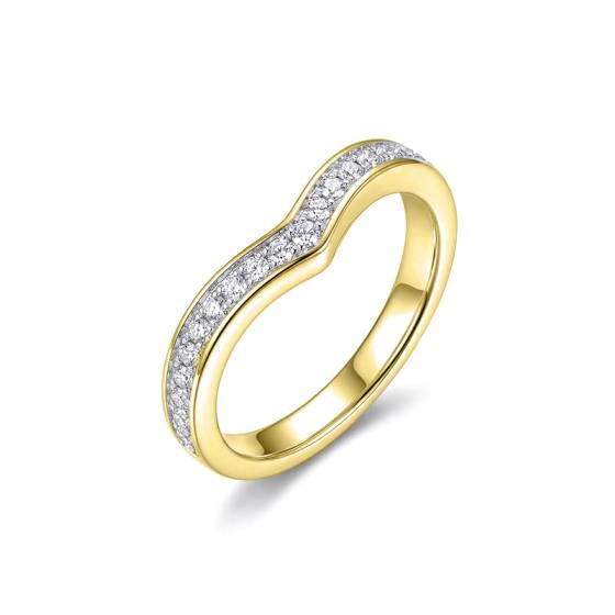 Round Diamond Set Shaped Wedding Ring