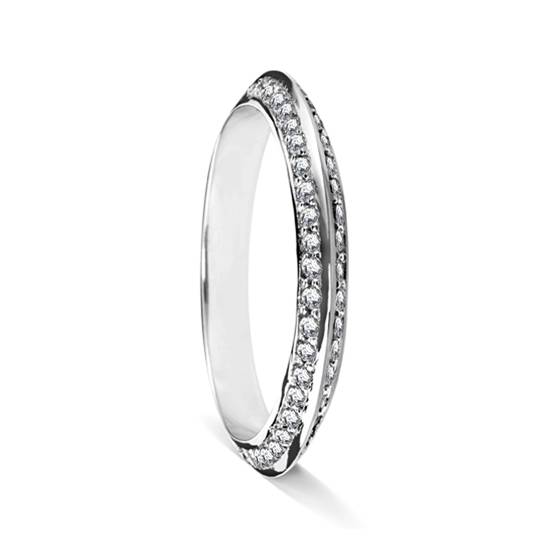 0.40ct VS/F-G 3mm Knife Edge Natural Diamond Band in 18k White Gold