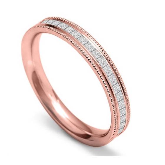 Full Set 3mm Princess Diamond Vintage Wedding Ring