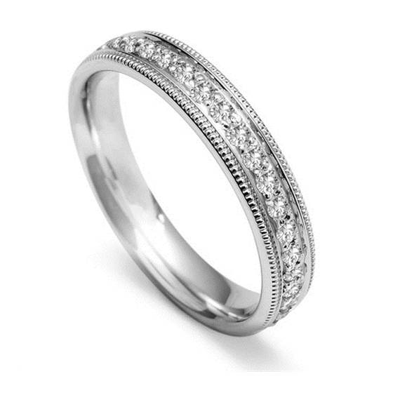 Full Set 4mm Round Diamond Vintage Wedding Ring