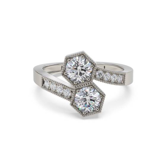 2 Stone Toi Et Moi Diamond Bezel Set Ring