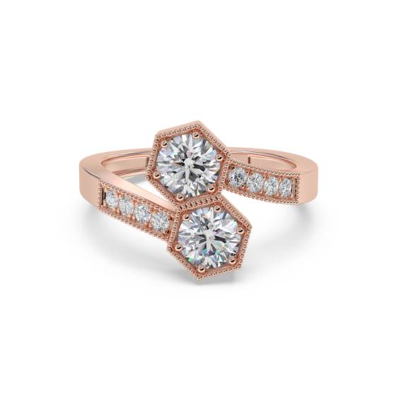 2 Stone Toi Et Moi Diamond Bezel Set Ring