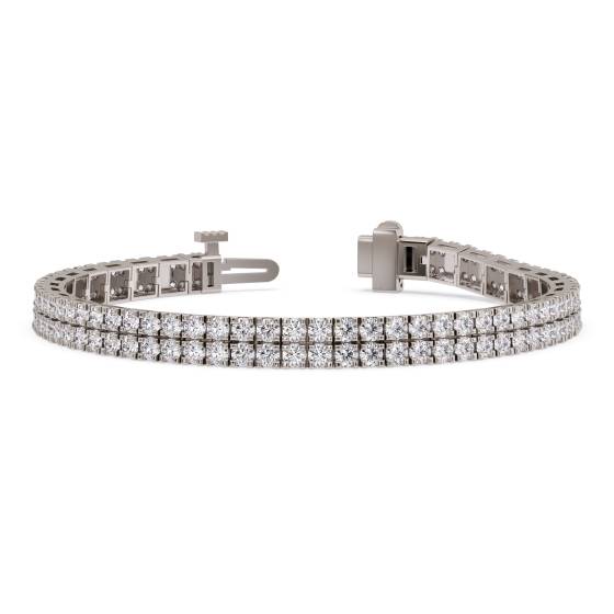 Double Row Round Diamond Tennis Bracelet