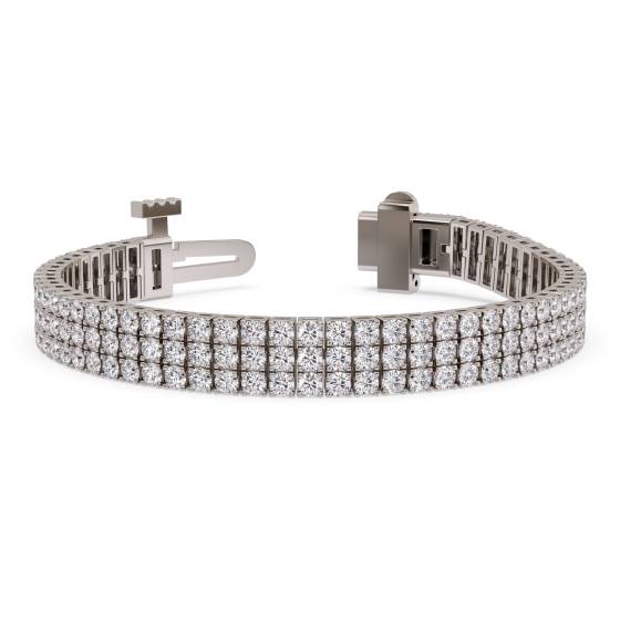 Round Diamond Three Row Tennis Bracelet