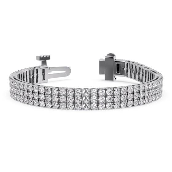 Round Diamond Three Row Tennis Bracelet
