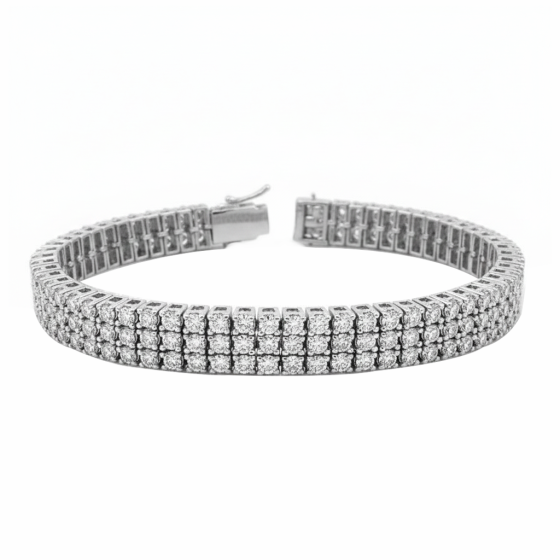 Classic Round Diamond Three Row Tennis Bracelet