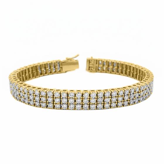 Classic Round Diamond Three Row Tennis Bracelet