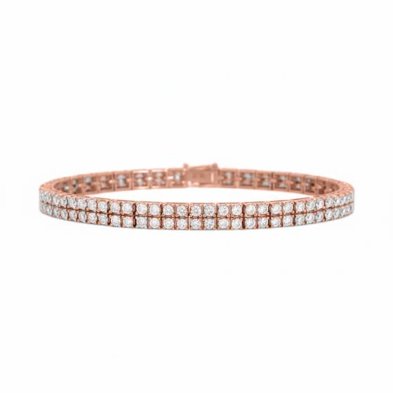 Classic Double Row Round Diamond Tennis Bracelet