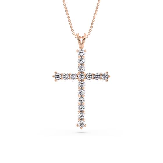 Traditional Round Diamond Cross Pendant