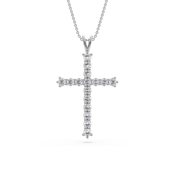 Traditional Round Diamond Cross Pendant