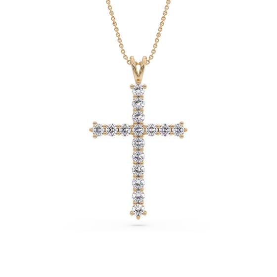 Traditional Round Diamond Cross Pendant