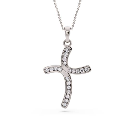 Stylish Round Diamond Cross Pendant