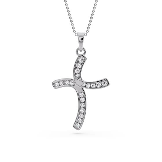 Stylish Round Diamond Cross Pendant