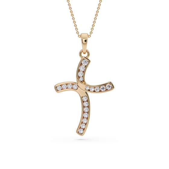 Stylish Round Diamond Cross Pendant