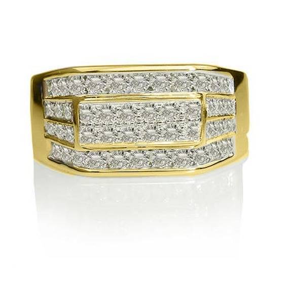 1.02ct VS/E-F Natural Round Diamond Mens Ring in 9k Yellow Gold