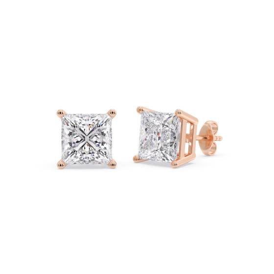 Traditional Princess Diamond Stud Earrings