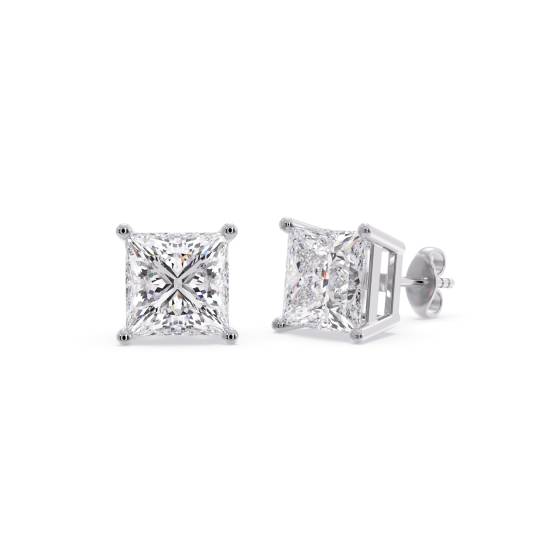 Traditional Princess Diamond Stud Earrings