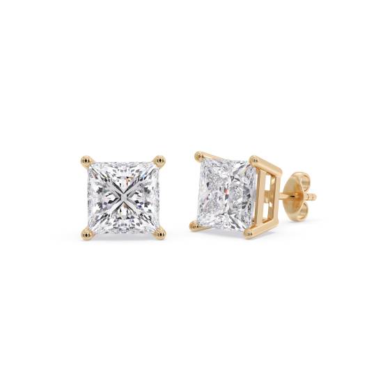 Traditional Princess Diamond Stud Earrings