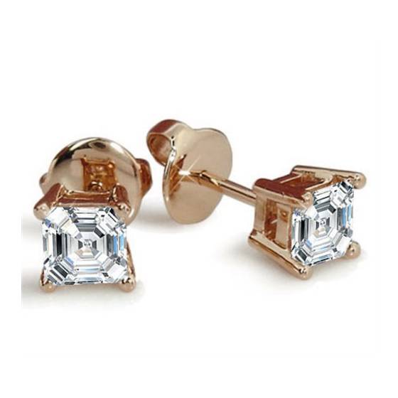 Classic Asscher Diamond Stud Earrings