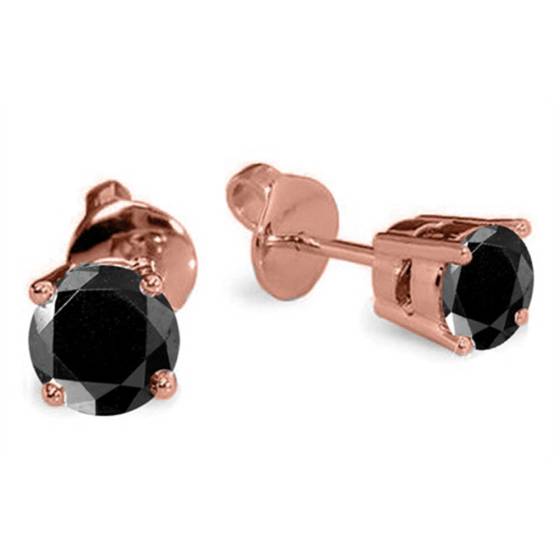 Round Black Diamond Earrings